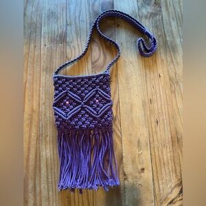 Mossimo Supply Co. Purple Fringe Macrame Crossbody Bag